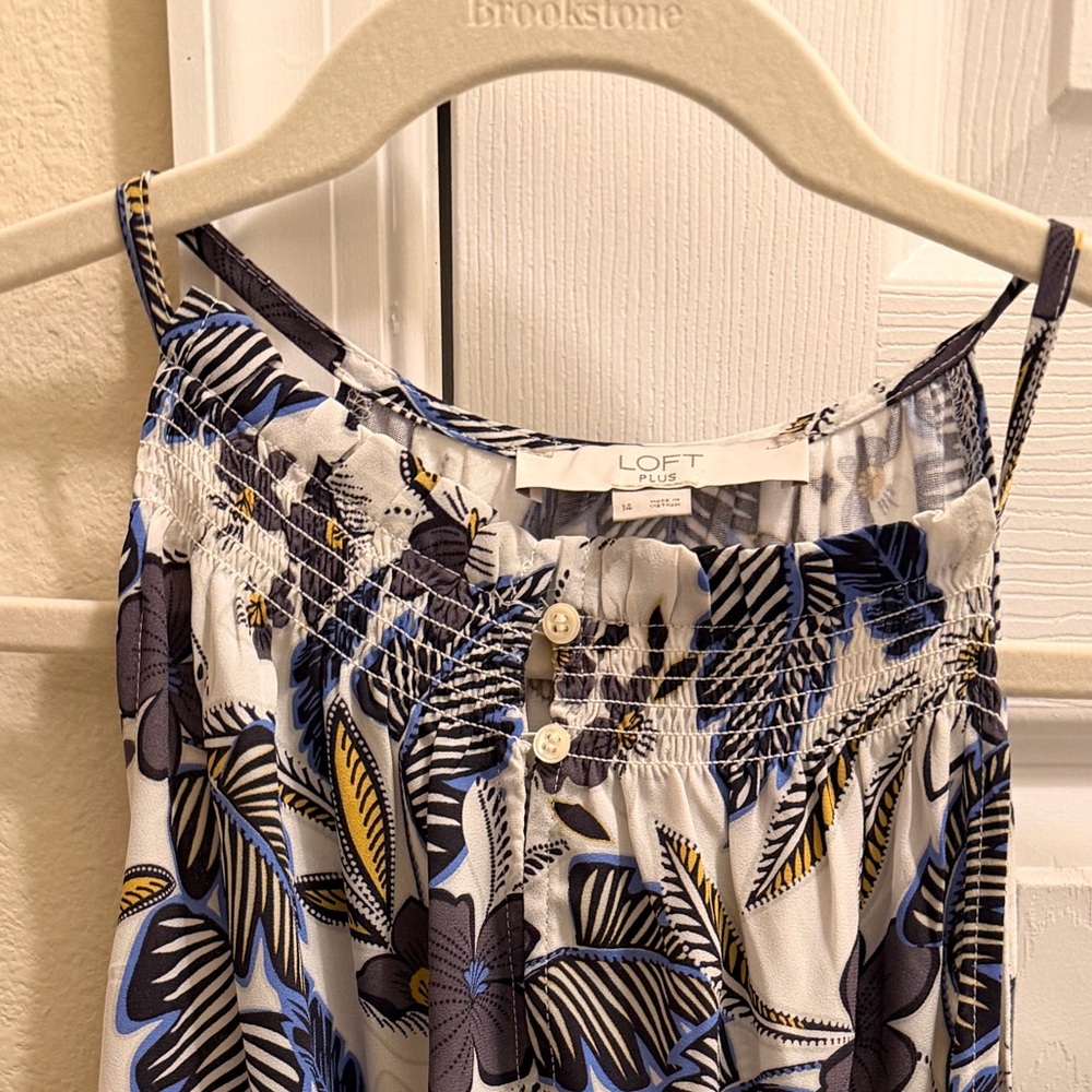 Loft Sleeveless short Blue and Yellow Accents